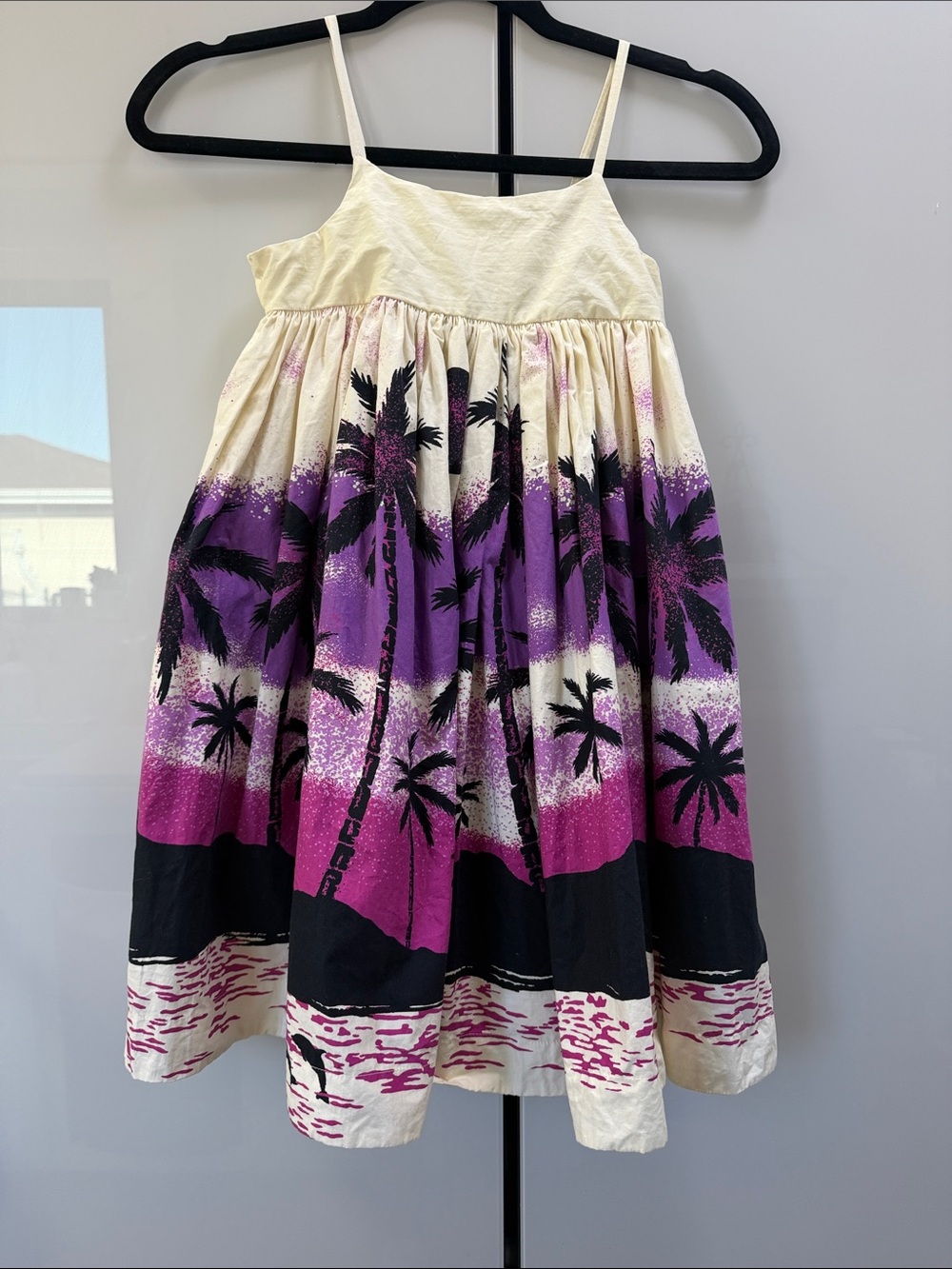 Molo Cream and Black Palm-Print Sundress